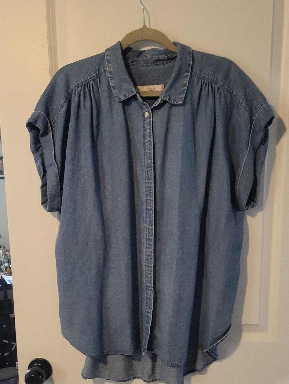 Light Blue Denim Button-Front Men’s Shirt
